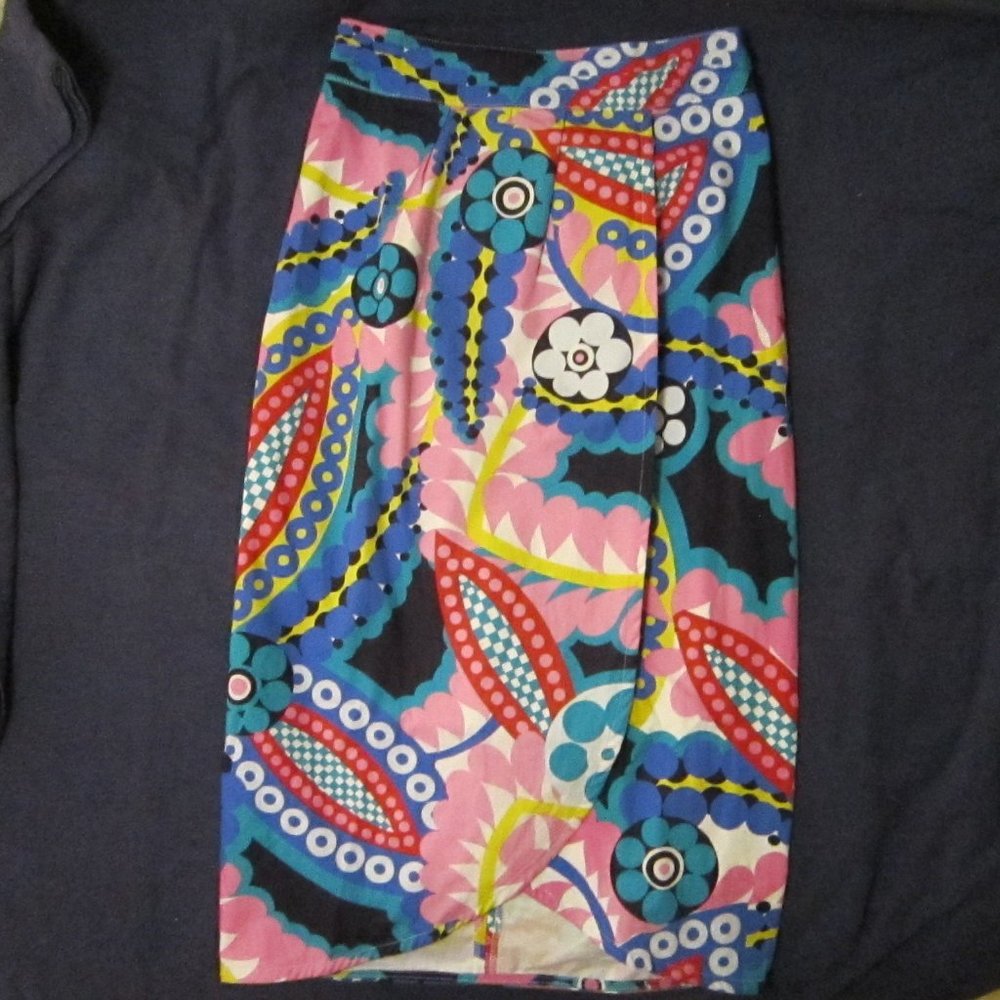 Bold Floral Midi Skirt in Pink & Blue